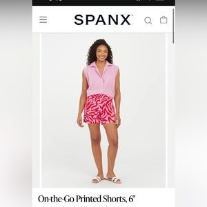 Spanx on the go printed shorts true red zebra stripe